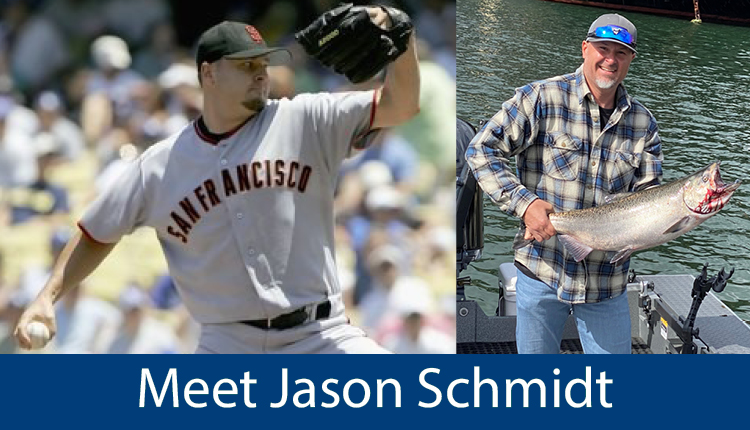 jason schmidt images of throwing a baseball and holding a fish