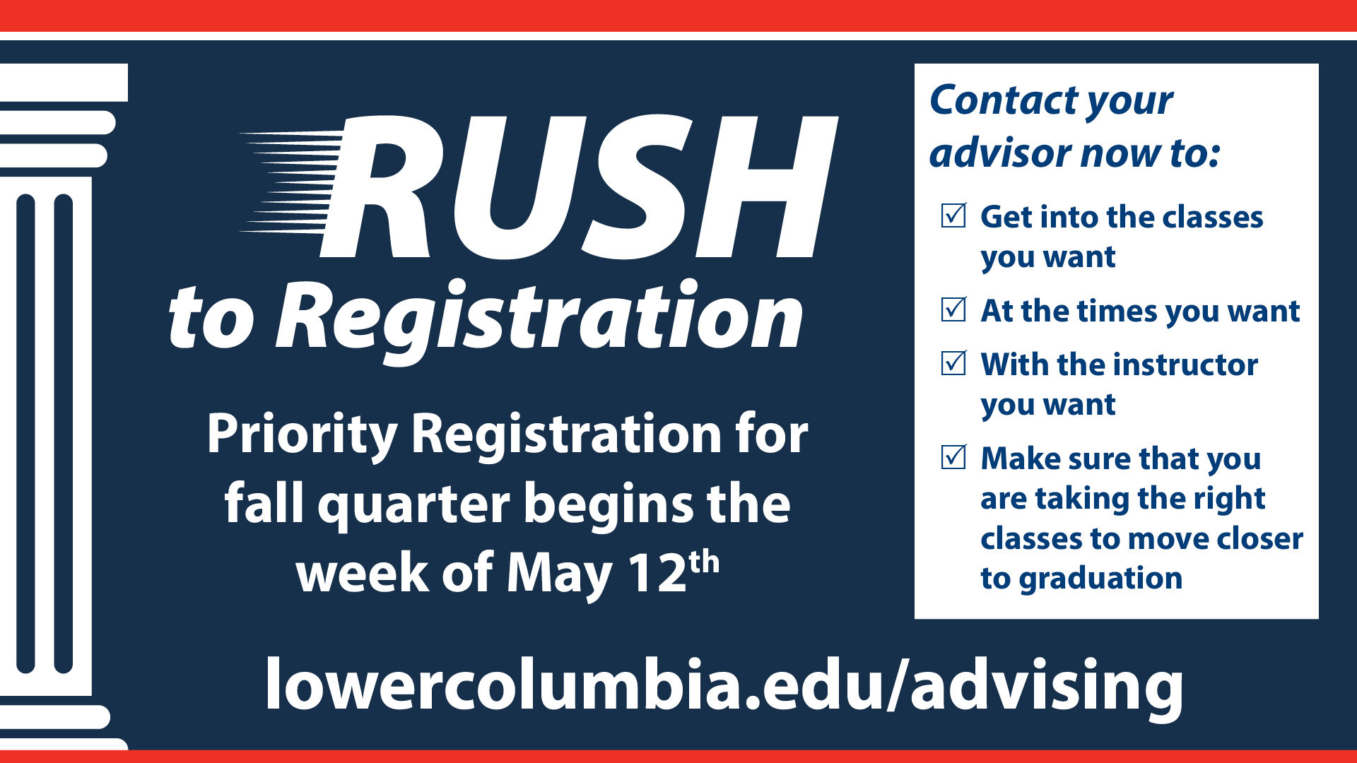 rush to registration Fall 2025. Opens May 12th