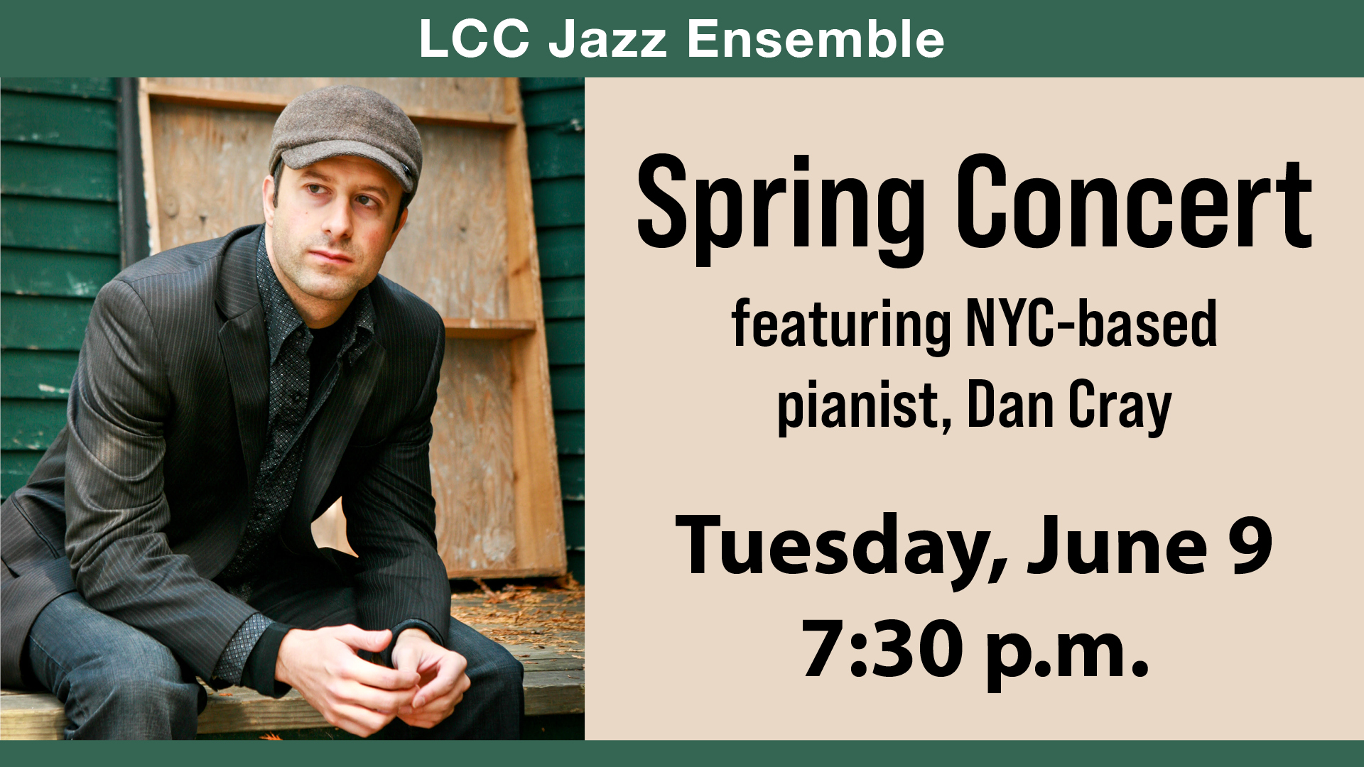 Spring Jazz concert Tuesday June 9 at 7:30pm