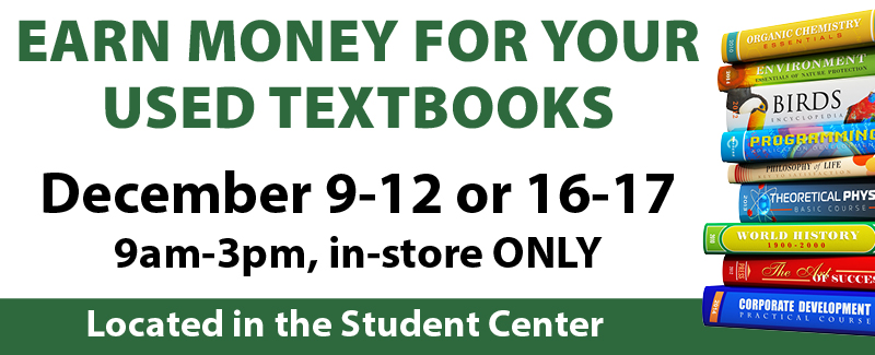 Bookstore buyback. Bring your textbooks in for buyback at the LCC bookstore