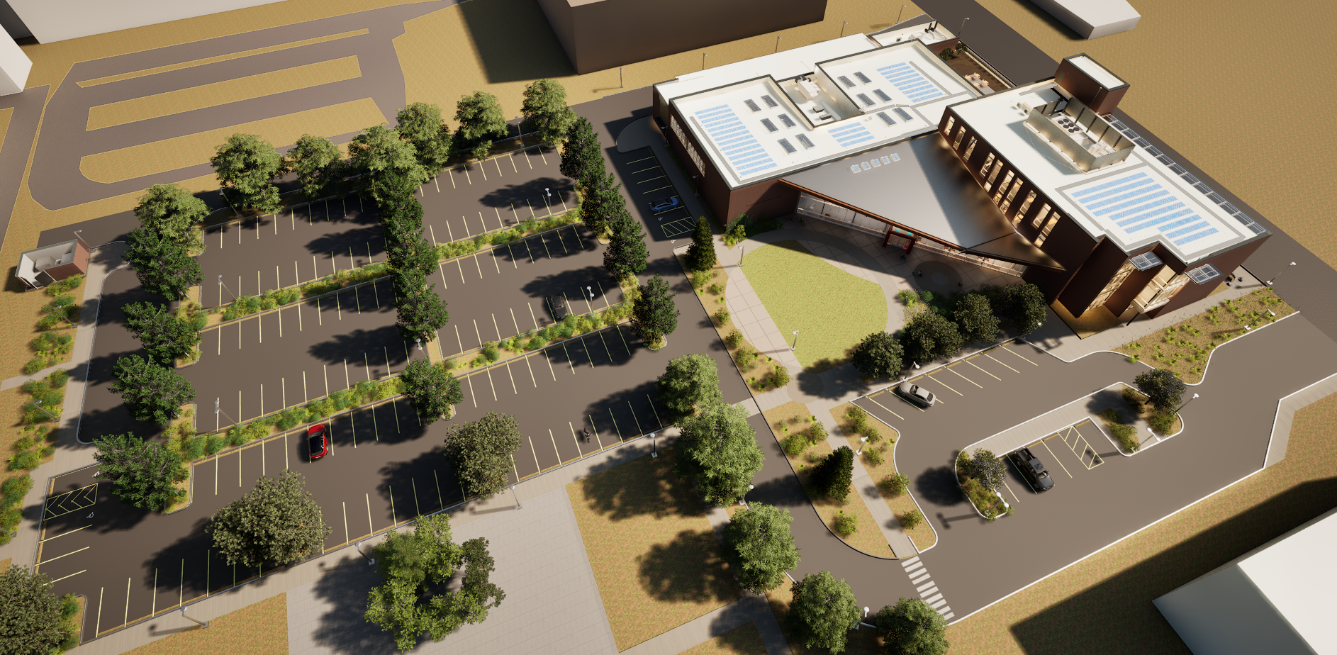 Lower Columbia College Vocational Building Maint Bird's eye view Engineering Mock-up