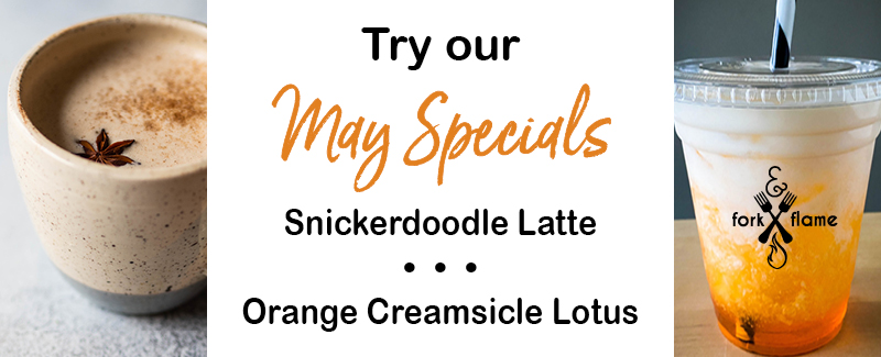 May Special with snicker doodle latte and orange creamsicle  lotus