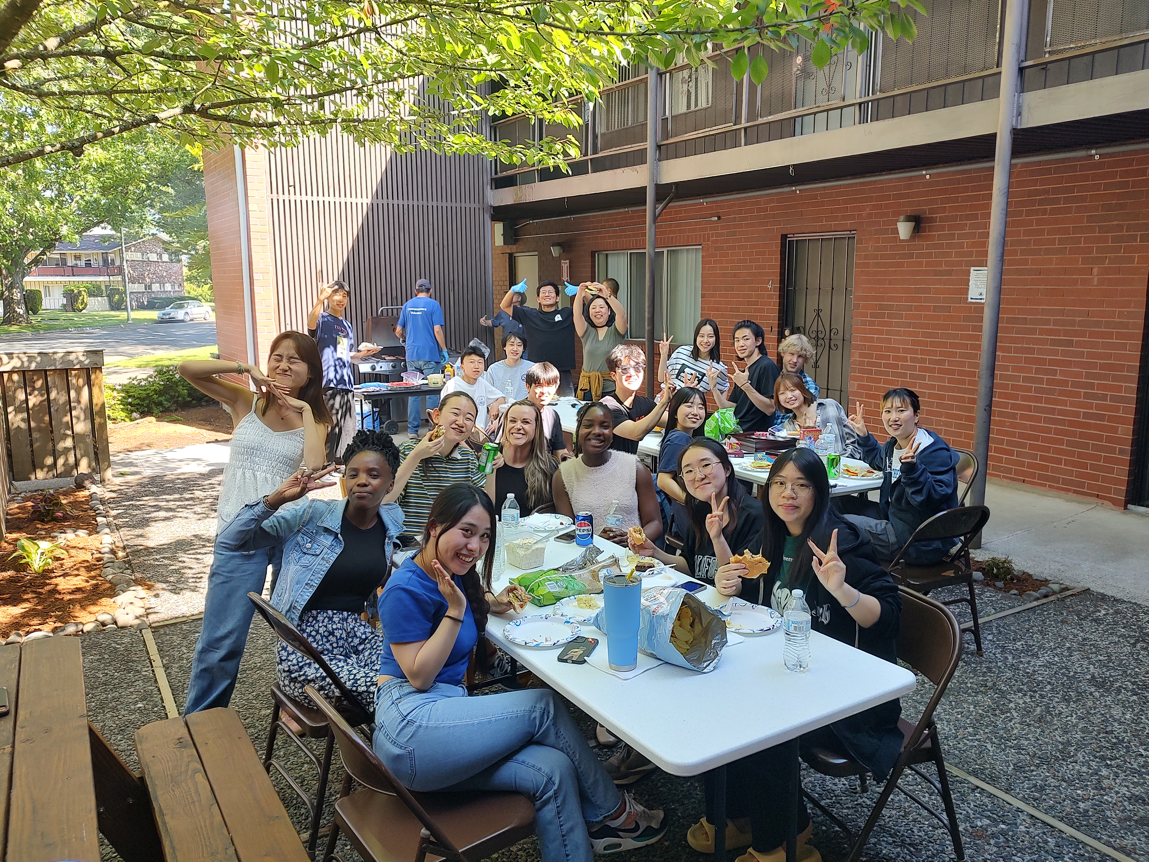 BBQ with the international students in the LCC campus housing courtyard