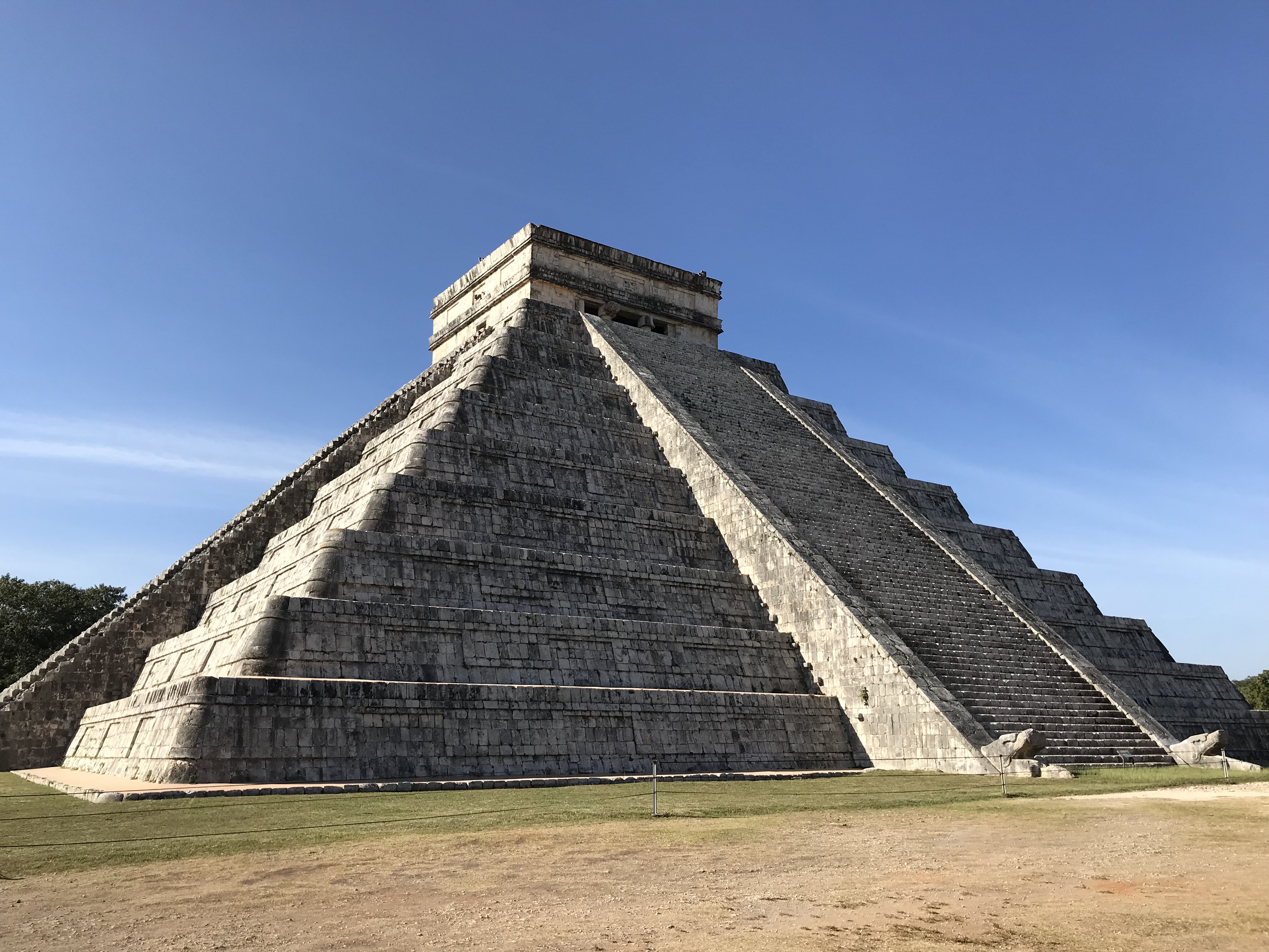 Belizian temple and tourest spot with blue sky background