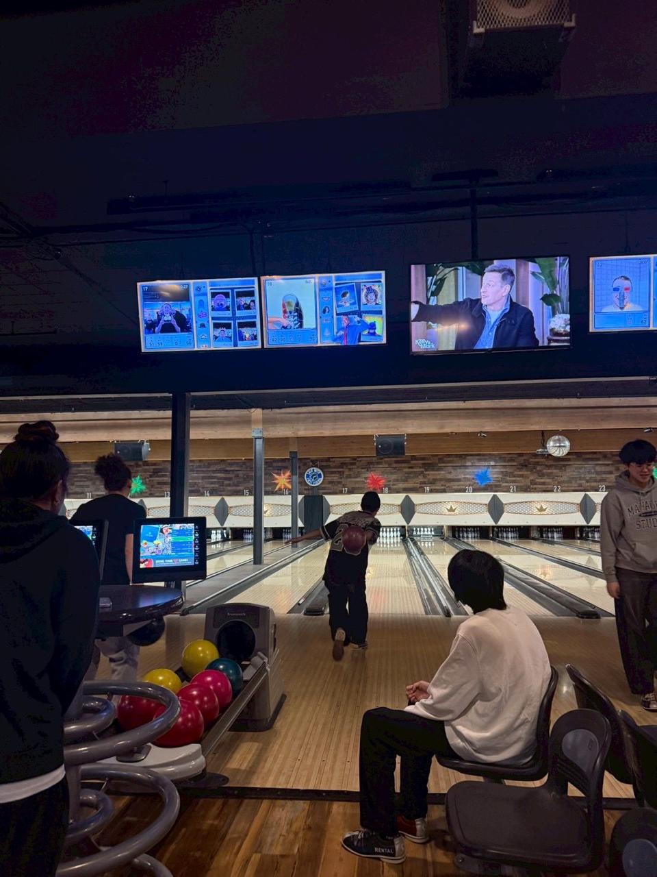Students bowling