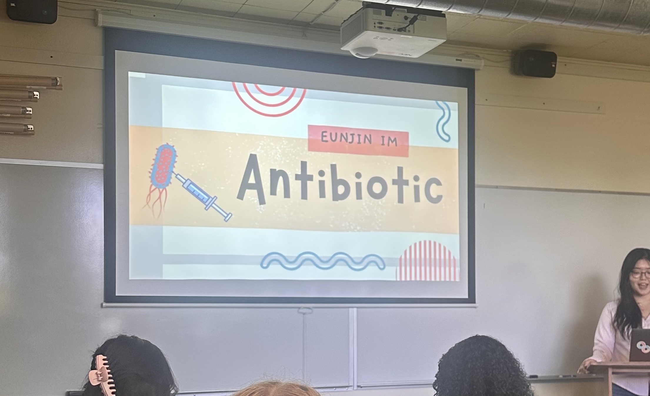 Slide show on Antibiotics in a college classroom.