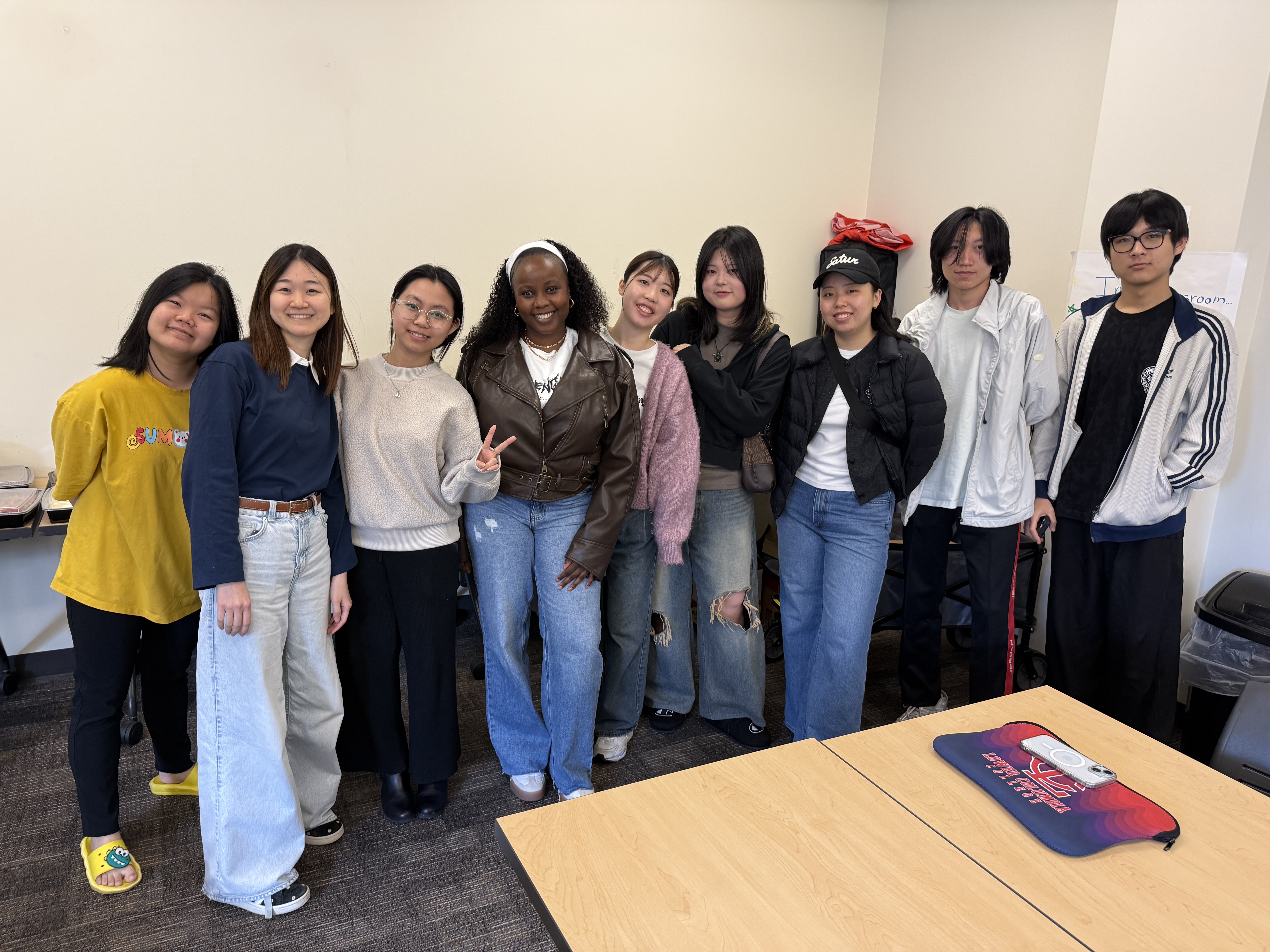 Group photo of internation program students in a line