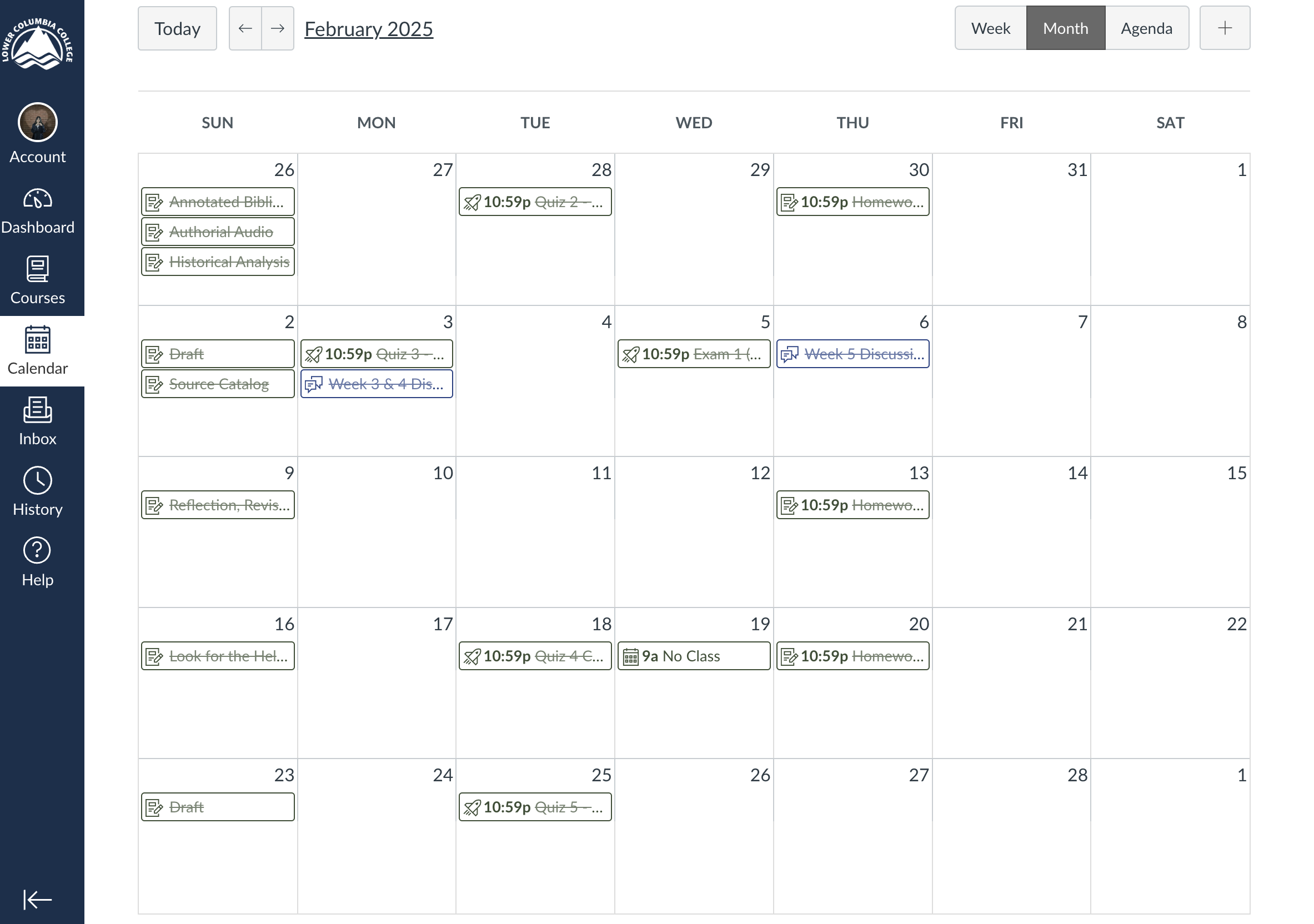 February Calendar screen shot