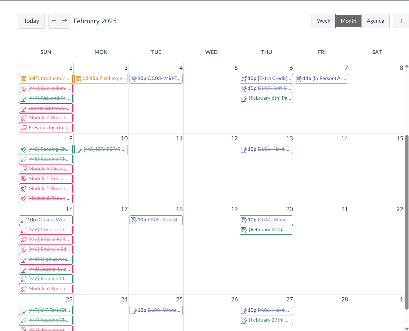 February Calendar screen shot