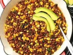 bowl of cooked mixed beans and avacados, Kenyan dish.