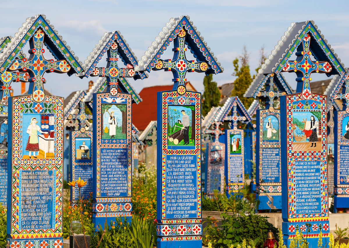 Merry cemetery tombstones.
