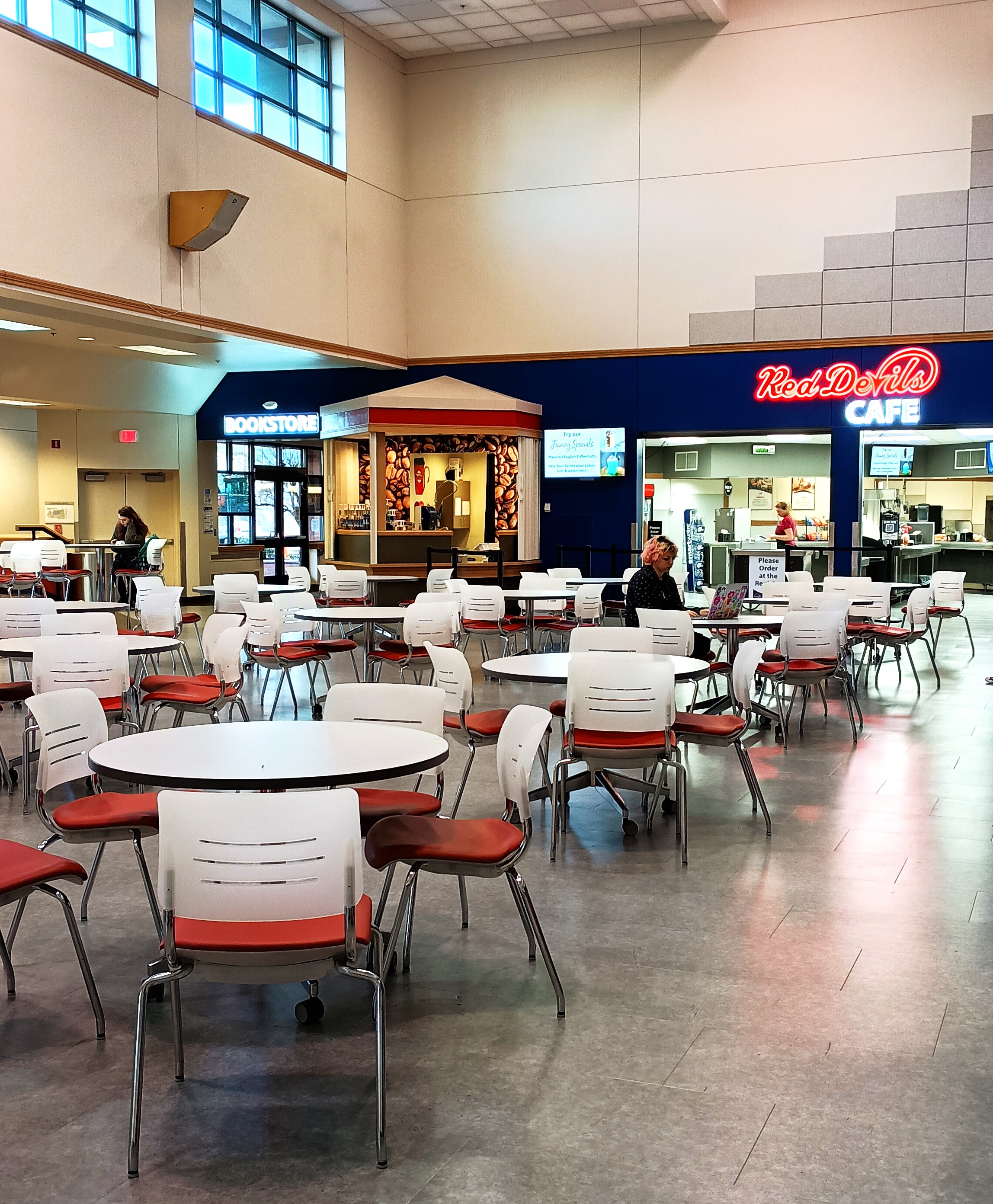 LCC Student center study tables and cafeteria
