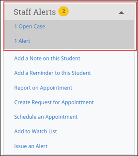 Staff Alerts in Student Profile