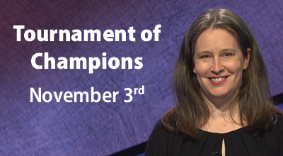 Our very own Dr. Courtney Shah, LCC history instructor and previous Jeopardy! winner, is returning to the show to compete in the Tournament of Champions on November 3.