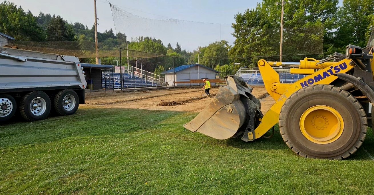 Tam O'shanter softball field with construction equipment on it 