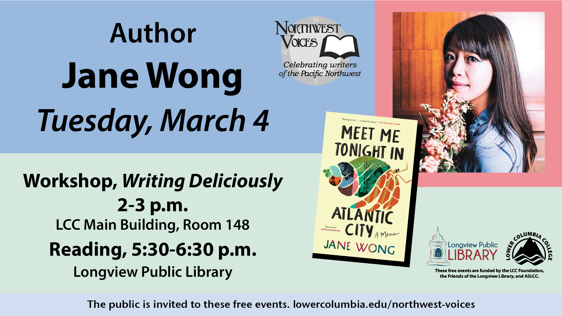 Jane Wong, NW Voices presentation Tuesday March 4th