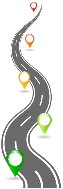 A roadway with destination markers along it.