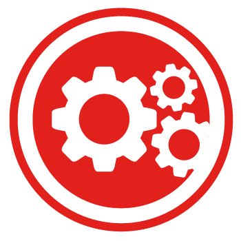 Manufacturing trades icon: Interconnected gears