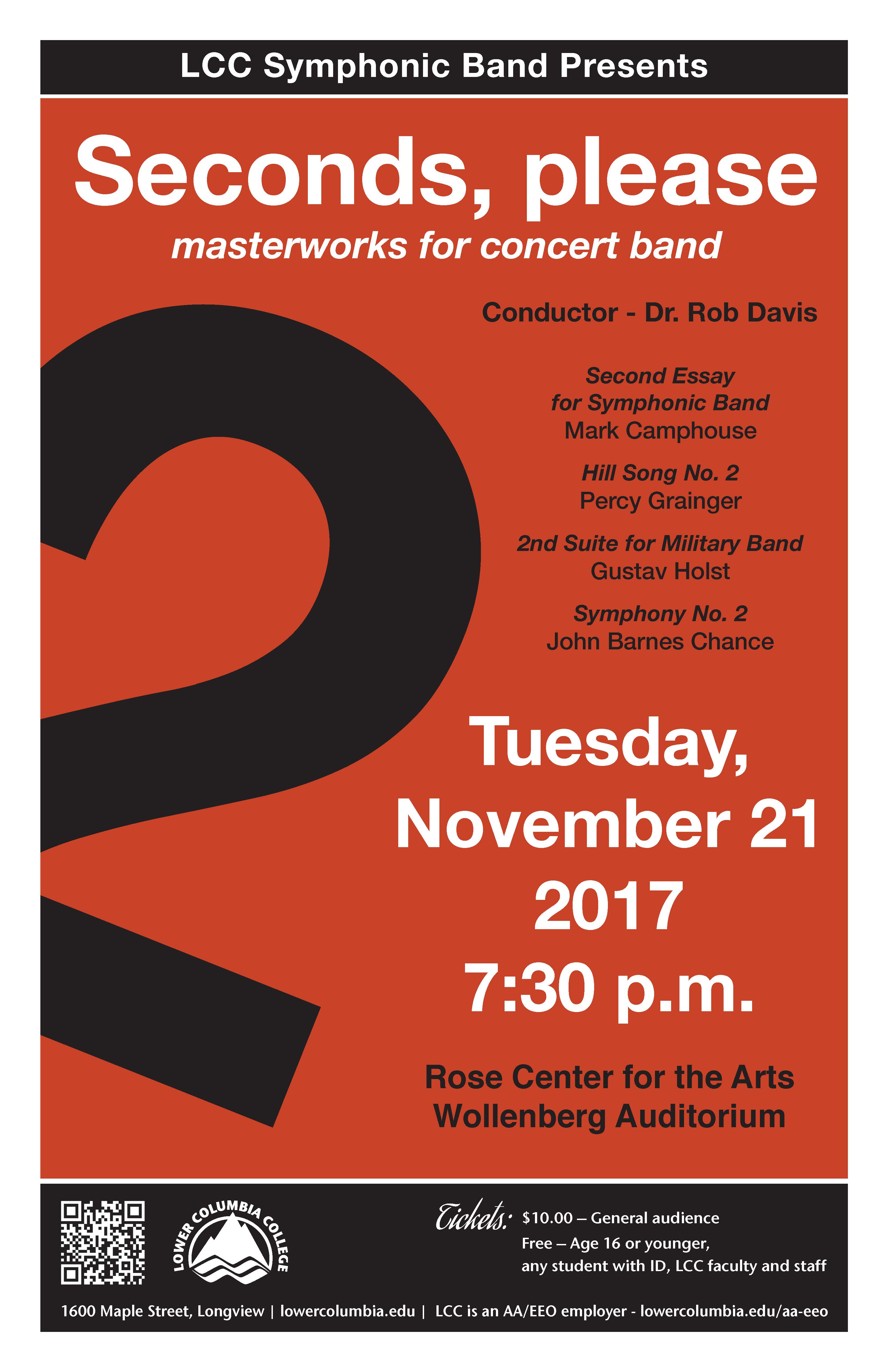 Seconds, please concert poster depicting a large number two.