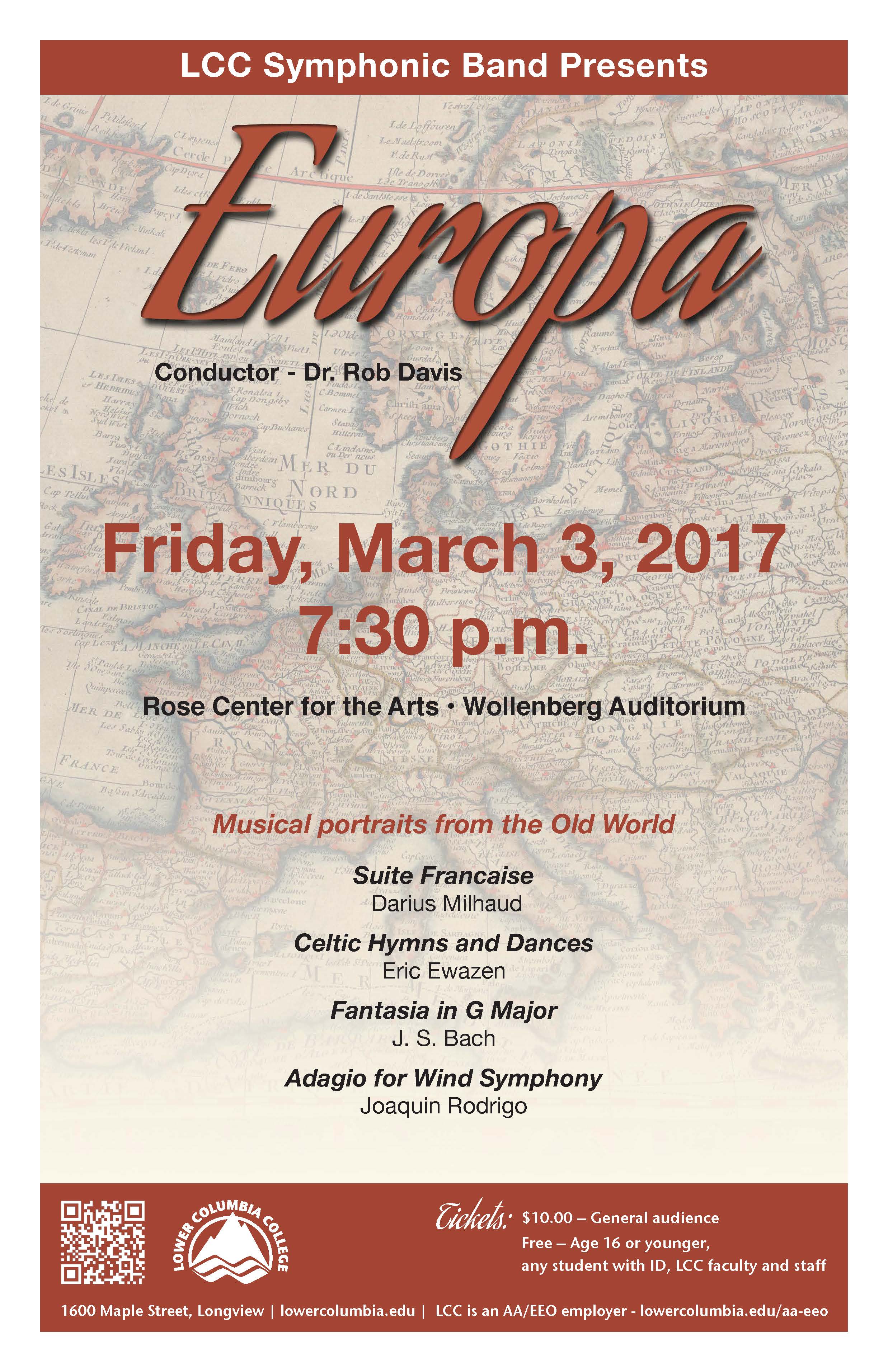 Europa concert poster depicting an Old World map.