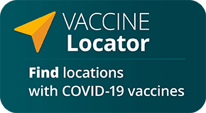 dark green button to click for a covid vaccine locator